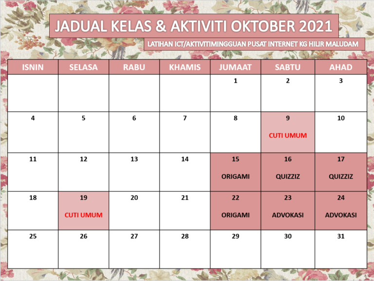 JADUAL OKT 2021