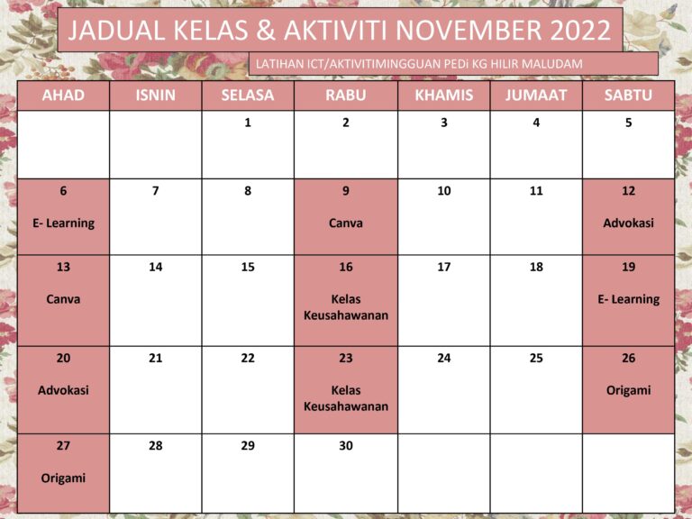 JADUAL NOVEMBER 2022